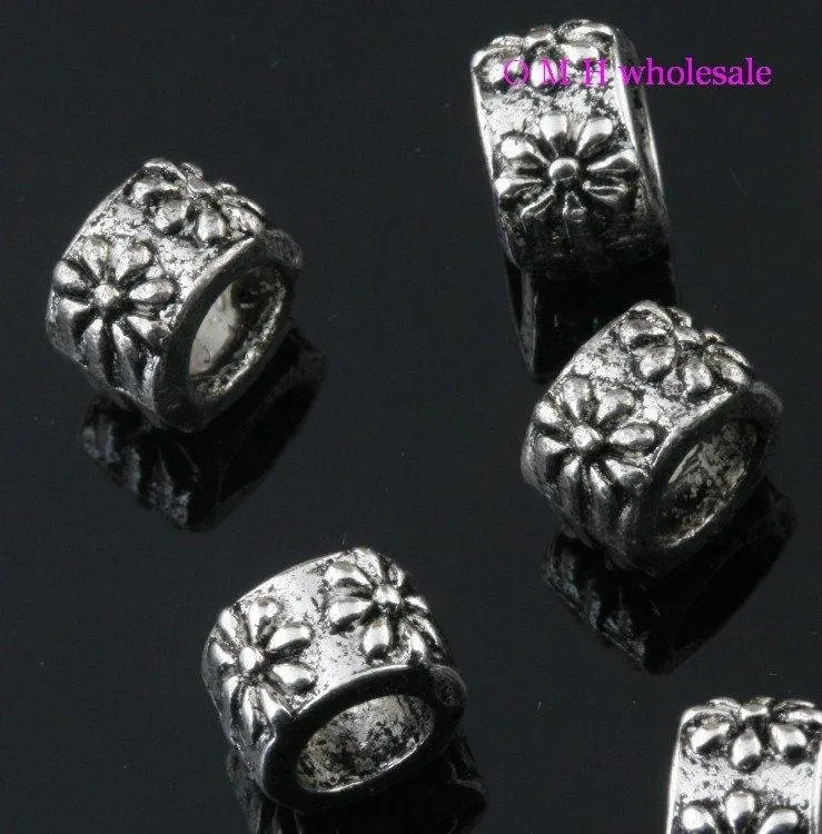 

OMH wholesaleFree ship 13pcs tibetan silver Findings fit charm bracelet beads Jewelry metal beads 8X9mm ZL134