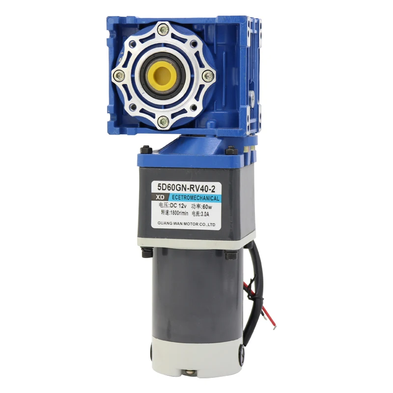 60W 0.1rpm to 1.5rpm RV40 DC Worm Gear Reducer Motor 12v 24v DC Ver 2- stage Gearmotor NMRV40 Self-Gearing Lock CW CCW 60W 0.1rpm to 1.5rpm RV40 DC Worm Gear Reducer Motor 12v 24v DC Ver 2- stage Gearmotor NMRV40 Self-Gearing Lock CW CCW