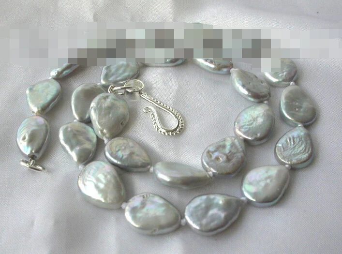 

FREE SHIPPING>>>@@ > 0497 baroque gray freshwater cultured pearl necklace