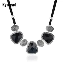 Kymyad Vintage Choker Statement Necklace Women Bijoux Rope Chain Resin Geometric Necklaces Pendants Big Chunky Necklaces