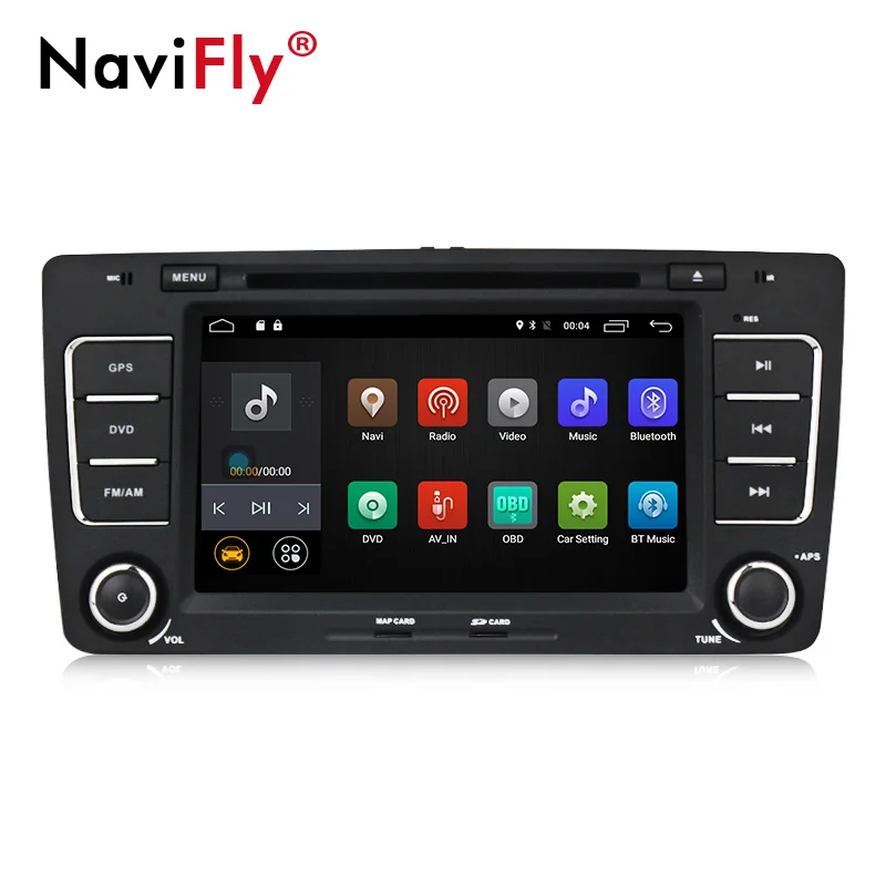 Excellent NaviFly 2 din 7 inch Android car dvd player for SKODA Octavia 2009-2013 car multimedia player gps navigation 2G RAM 4G SIM Card 2