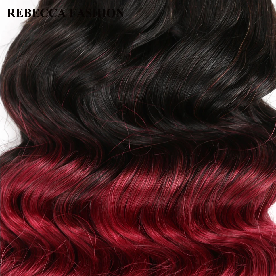 Ребекка, бразильская глубокая волна человеческих волос пучки волос плетение 100 г покраска методом Омбре для салона волос T1b/темно-красный