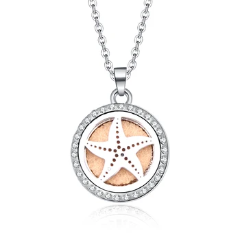 

Stainless Steel Aromatherapy Essential Oil Diffuser Perfume Locket Pendant Pentagram shape Aroma Necklace Magnetic
