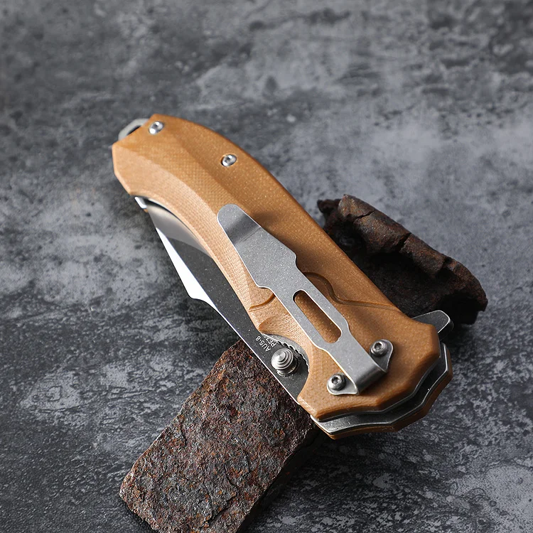 Окаменевшая рыба нож AUS8 лезвие шарикоподшипник складной нож G10 Ручка для кемпинга охотничий инструмент тактические карманные защитные Ножи EDC