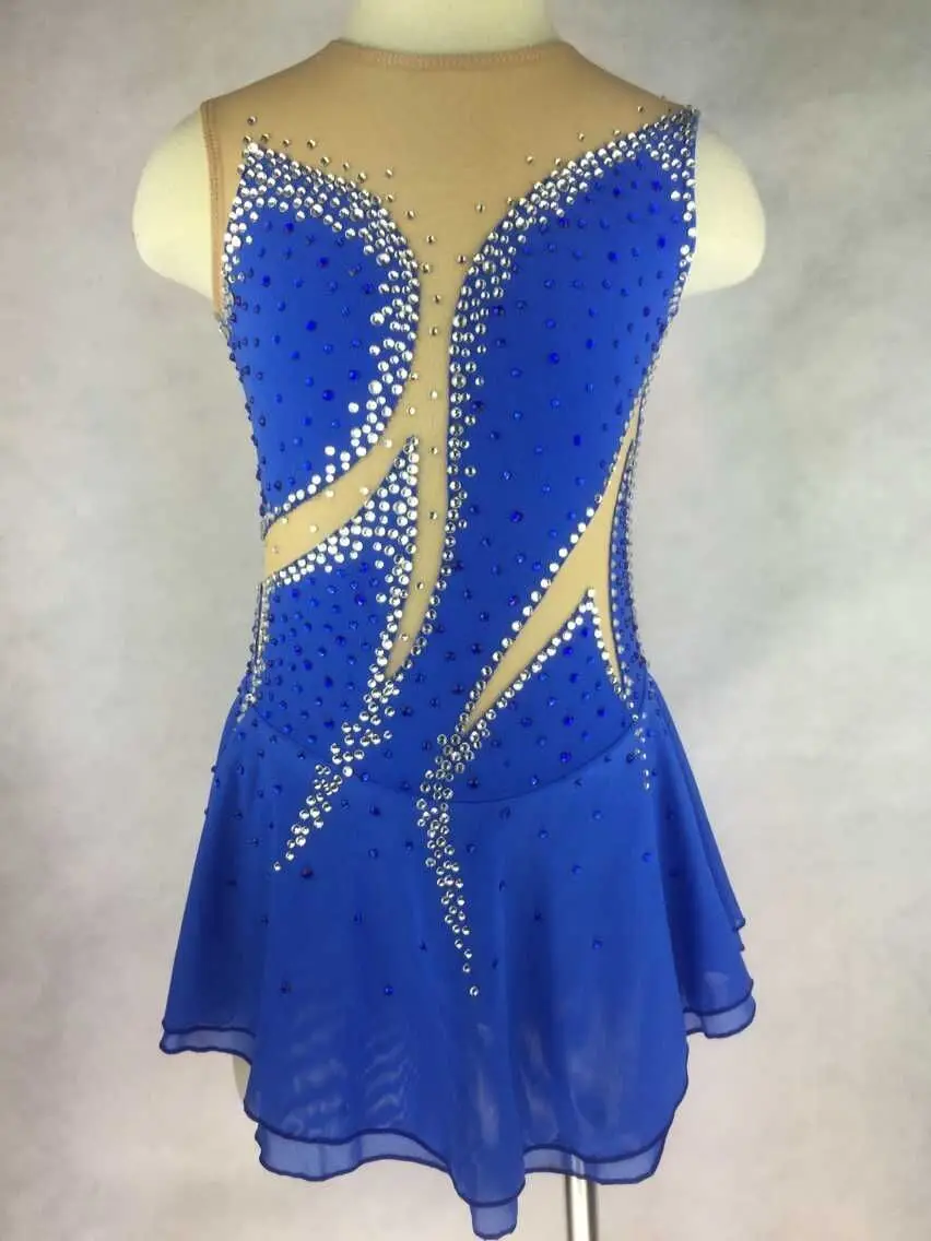 Compre Azul vestidos de patinação artística