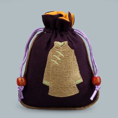 Украшение творчество в старинном стиле подарочные сумки Китай вышивка сумка маленькая Рождественская конфетка сумка маленькая хлопчатобумажная ткань, мешок со шнурком мешочек с подкладкой - Цвет: Сливовый