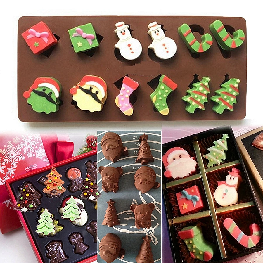 DIY рождественские подарки, силиконовые формы для шоколада, Рождественская елка, носки, форма для ледяных конфет, форма для приготовления печенья, торта, инструменты