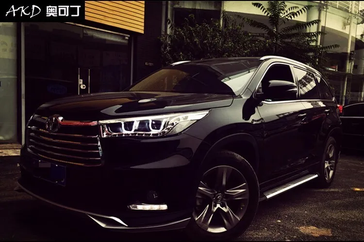 KOWELL стайлинга автомобилей для фары Toyota Highlander-новинка светодиодная… для Kluger фары drl Объектив Двойной Луч H7 HID ксеноновая лампа