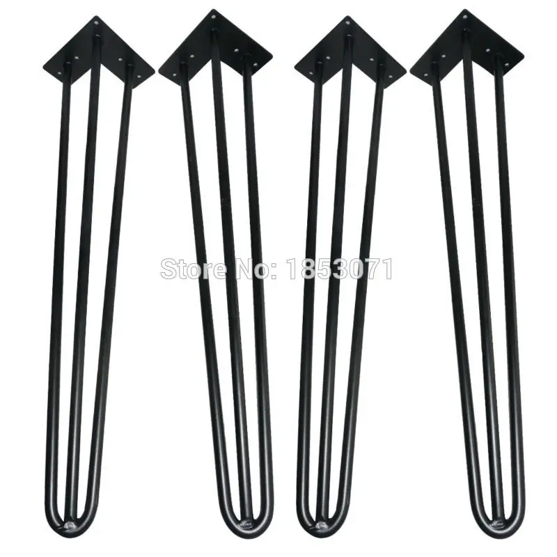 Black 61 cm-bar table /stool hairpins,set of 4,3 rod 1/2 solid steel bar,mid century modern table legs