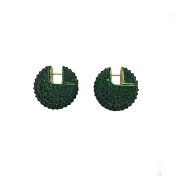 

2019 New Brand Fashion Iconic Jewelry Crystal Green Dangle Earrings Full Zircon For Women Modern Round Circle Fancy Earrings