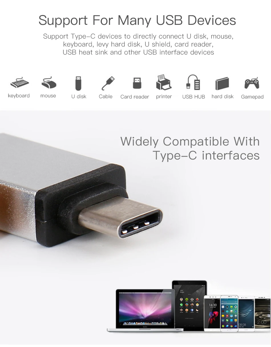 !ACCEZZ USB OTG Adapter Type C To USB Flash Converter For One Plus 5 For LG G5 G6 Xiaomi Mi 5 6 8 Samsung Galaxy S8 S9 Data Sync (5)