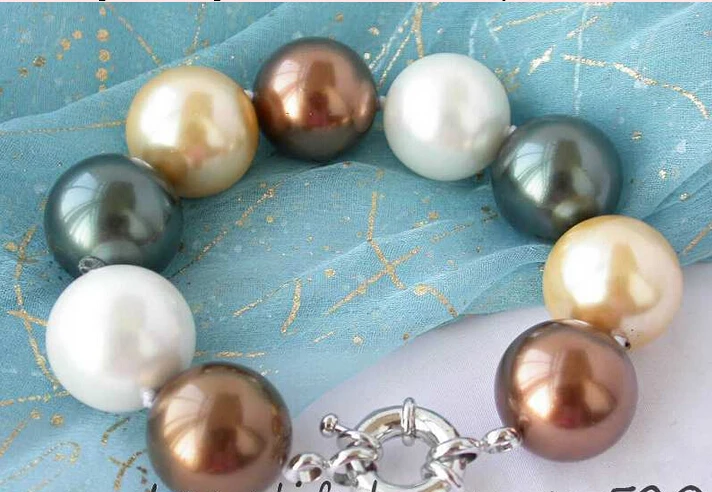 

hot sale FREE SHIPPING ******* Z2519 BEAUTIFUL 9" 20mm gold black white coffee shell pearl bracelet