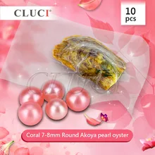 CLUCI 10 шт 7-8 мм коралловый цвет жемчуг бусины для шармов, акоя устрицы с круглым жемчугом