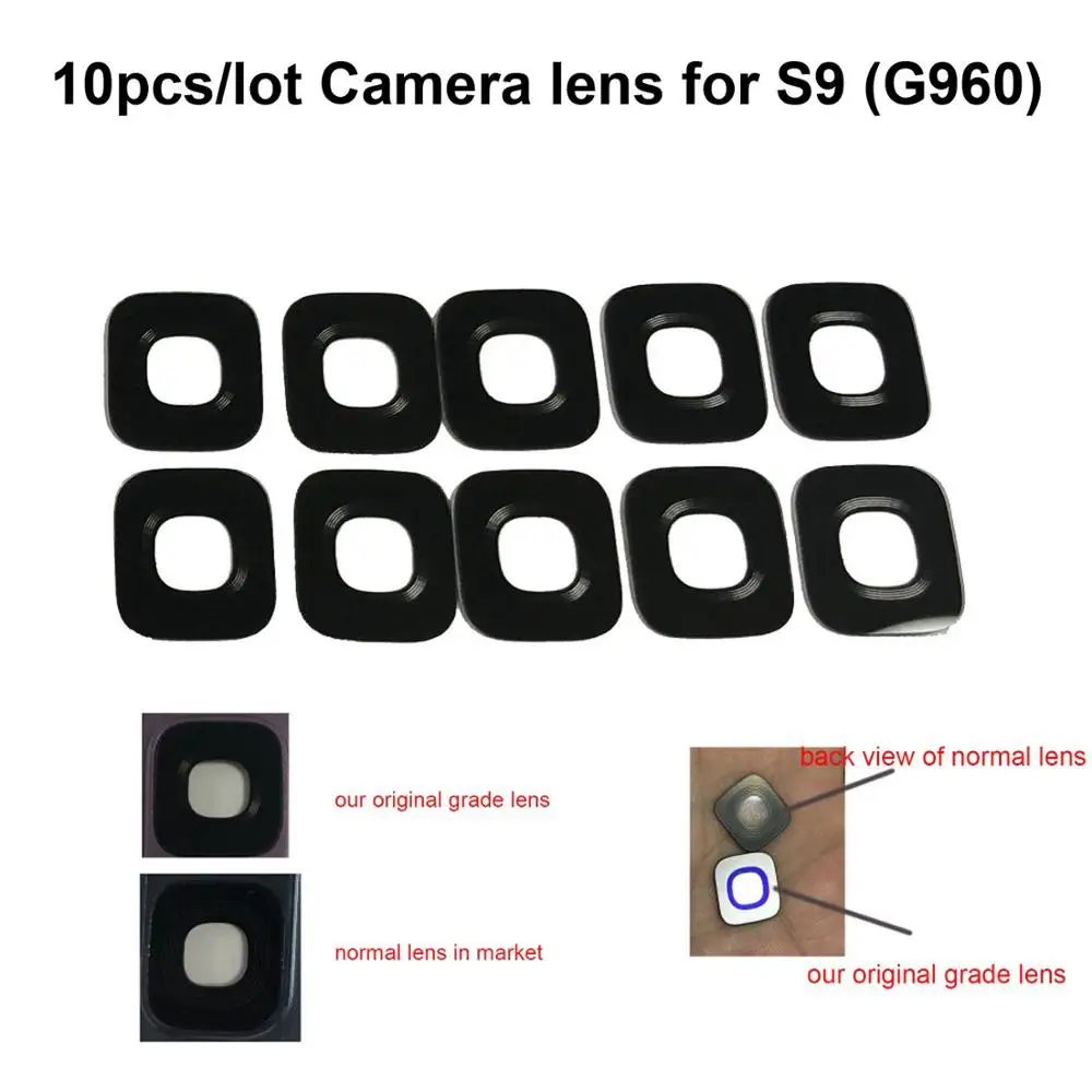 

10pcs New S9 G960 Rear Back Camera Glass Lens Cover WITH Sticker Replacement For Samsung Galaxy S9 Plus G965