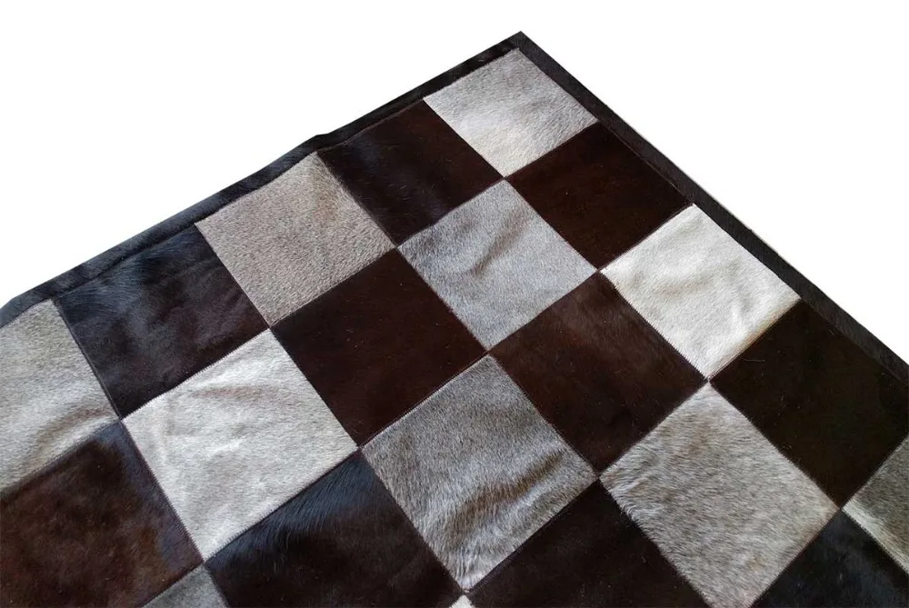 233 Home Brown Patchwork Cowhide Rug Cube Design No