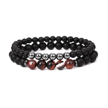 Matte black stone Handmade Stone Bracelets Beads Bracelet Jewelry Men Pulseira Masculina Feminina Bileklik Pulseras Mujer