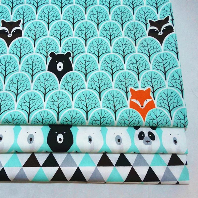 

half meter water green bear prints 100% cotton twill fabric for DIY kids crib bedding cushions apparel quilting decor A492A