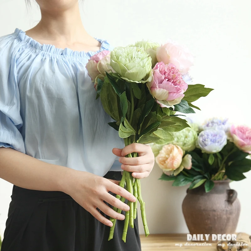 

12pcs/lot! wholesale artificial peony flowers Single stem fake peony flower silk flowers for wedding decoration home decoration