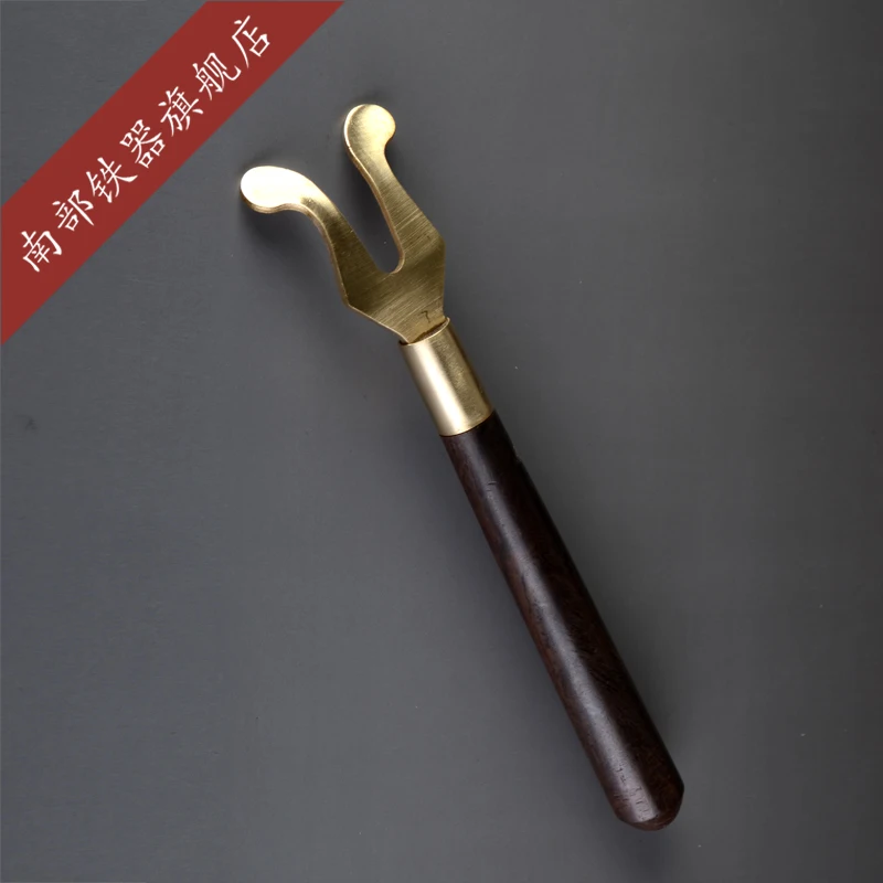 

Copper fork with wooden handle For Cast Iron Teapot kung fu Tea Pot set Heat insulation cooking kitchen Tools