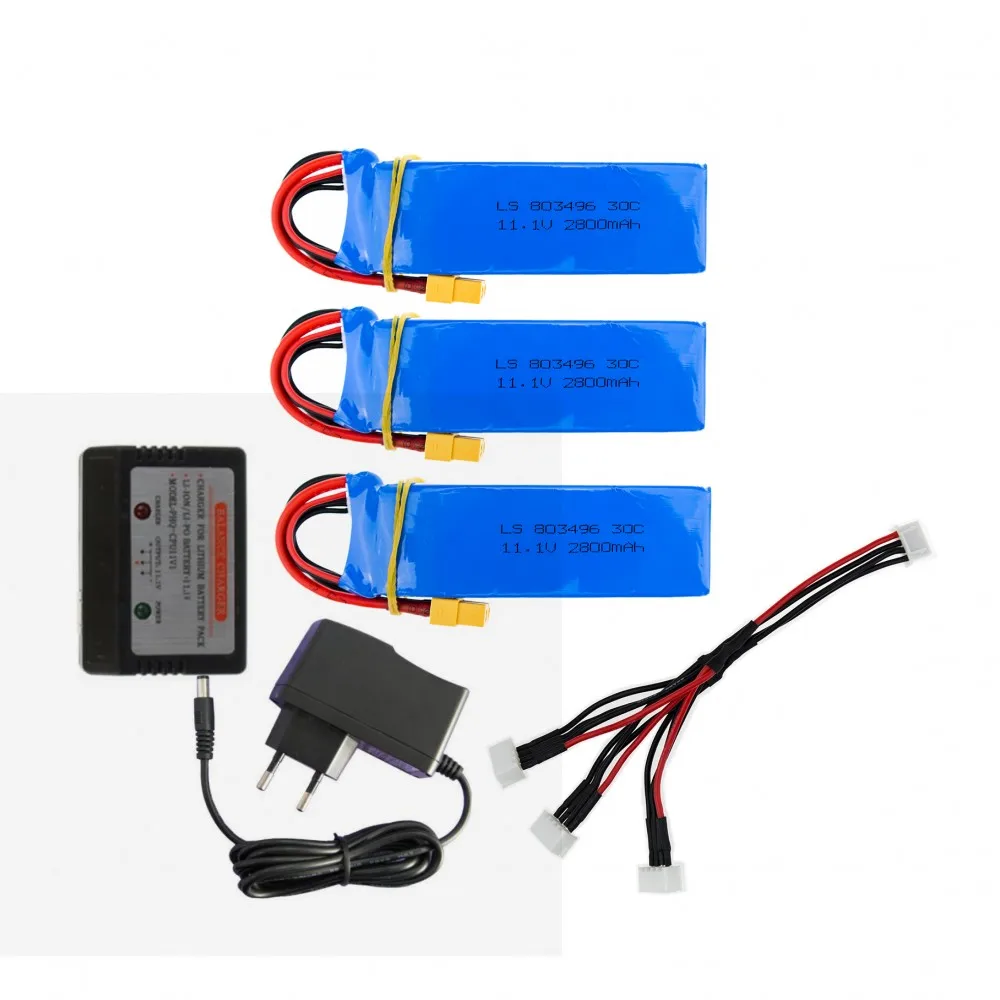 

CX20 Newest Cheerson CX-20 3PCS 11.1V 2800mah 30C Li-po Battery With Charger CX 20 RC Quadcopter Spare Parts Max Rate For Toys