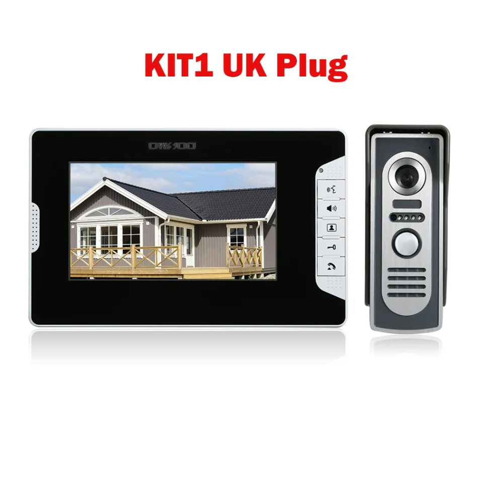 KIT1 UK Plug OWSOO 7 Inch Video Door Phone Doorbell Video Intercom Kit Outdoor Camera Waterproof Night Vision Hands-free Call Home Security - Цвет: KIT1 UK Plug