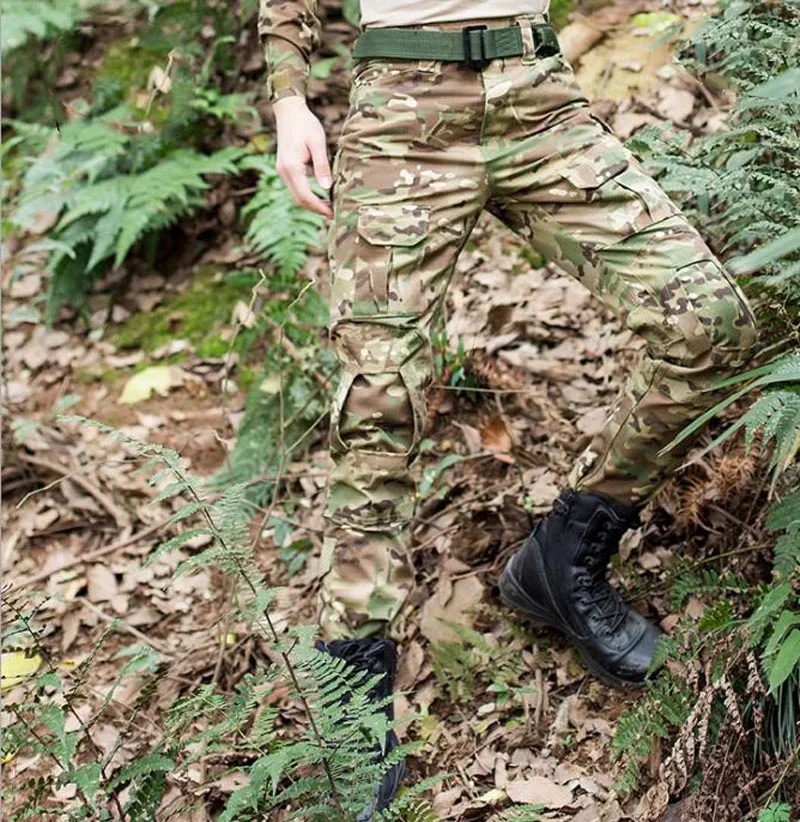 CP Военные тактические брюки, камуфляжные брюки-карго, мужские рабочие брюки SWAT, армейские охотники, боевые CS, боевые брюки и наколенники - Color: CP