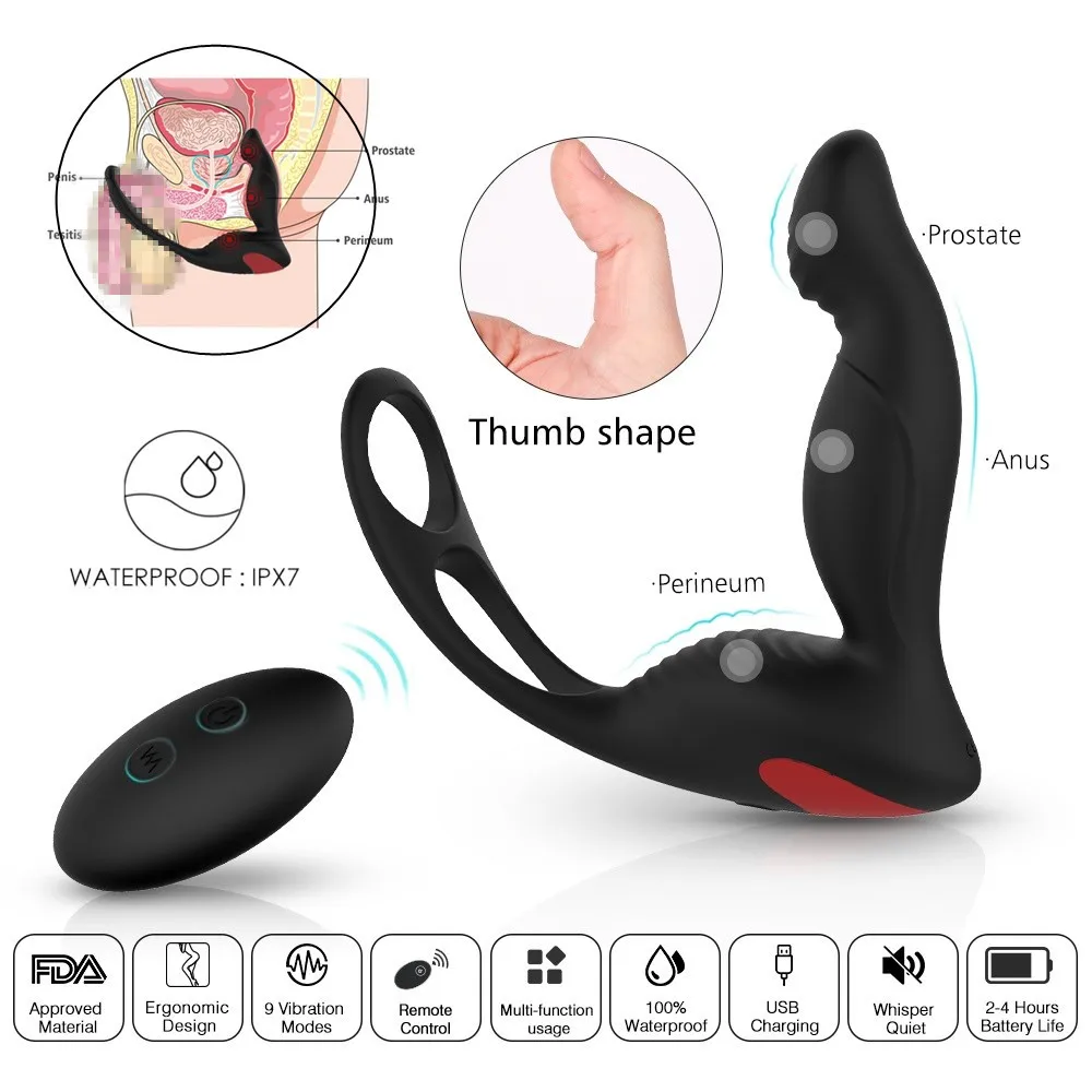 Wireless Remote Control Anal Sex Toys for Men Prostate Massager Butt Plug Vibrator Ring Penis Adult Couple |