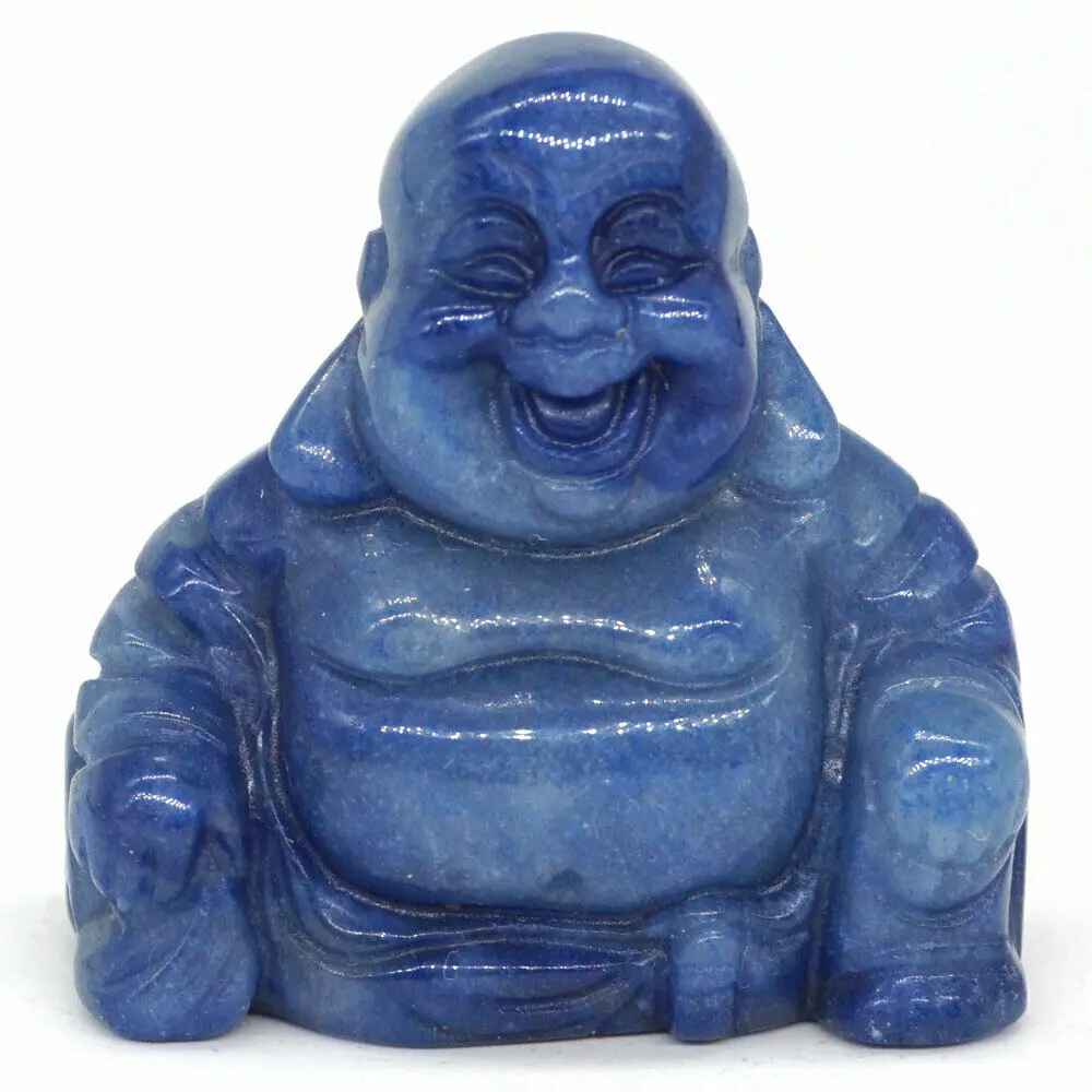 

1.4 Inch Natural Blue Quartz Carved Maitreya Happy Laughing Buddha Figurine