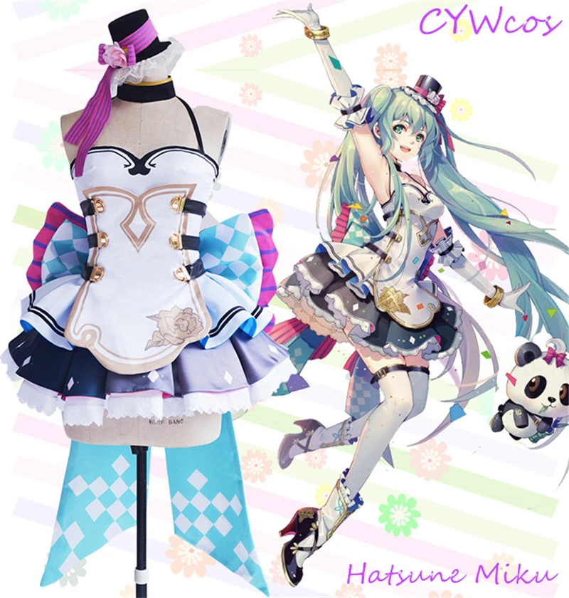 

Anime VOCALOID Hatsune Miku Shanghai 2017 MIKU WITH YOU Concert Poster Cosplay Costume Women Summer Dress Halloween Costumes