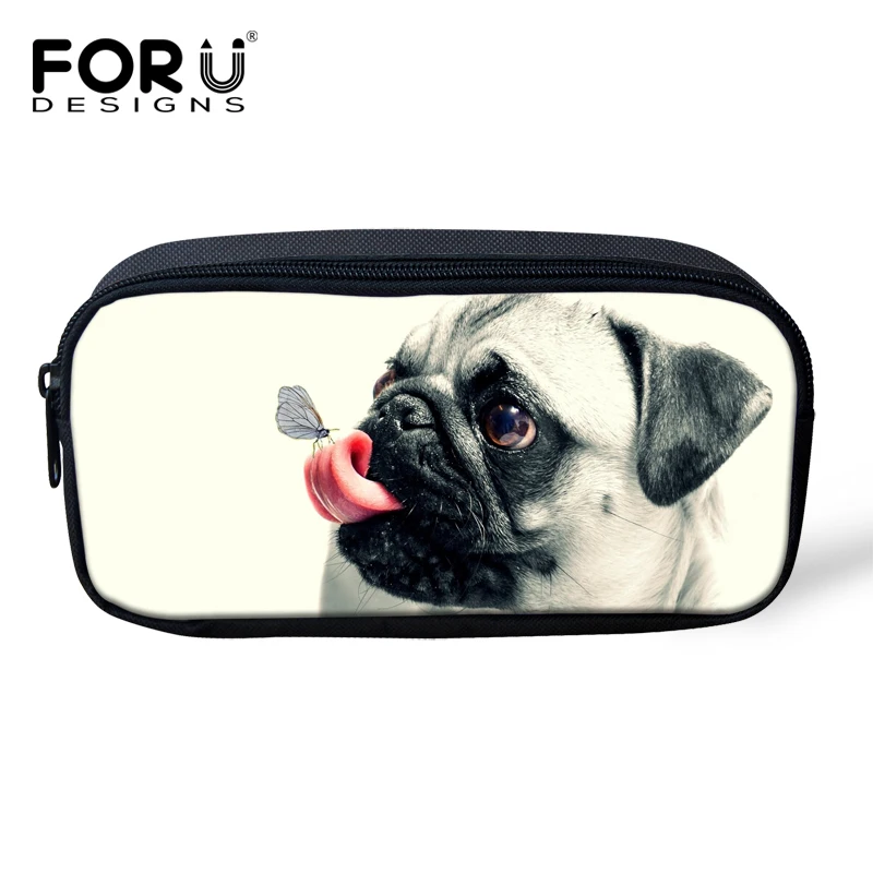 FORUDESIGNS Pouch Bag Pencil Bags For Student Cute 3D Pug