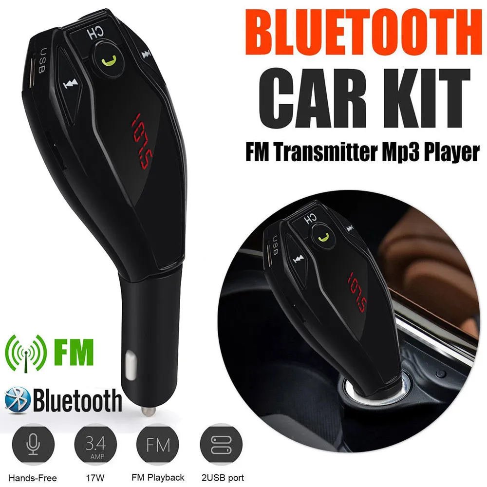 

Car Wireless Bluetooth FM Transmitter Modulator Car Kit MP3 Player Handsfree Music Audio with Dual USB interface Car Charger
