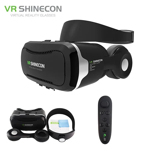 VR Shinecon 4,0 стерео Google Cardboard 3D очки смартфон Виртуальная реальность 360 шлем гарнитура для 4-5,5 'для мобильного - Цвет: with black gamepad