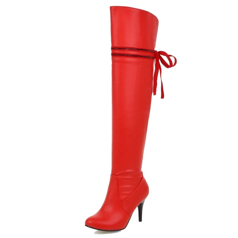 SJJH Women Over-the-Knee Boots with Round Toe Stiletto Plush Bowtie Long Riding Boot Fashion Elegant Party Shoes Large Size Q106 SJJH Women Over-the-Knee Boots with Round Toe Stiletto Plush Bowtie Long Riding Boot Fashion Elegant Party Shoes Large Size Q106