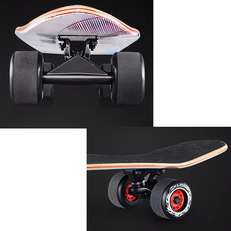 Клен Cruiser Скейтборд 26x7 "Профессиональный скейтборд Longboard скейтборды полный для обувь девочек мальчиков Акула синий черный