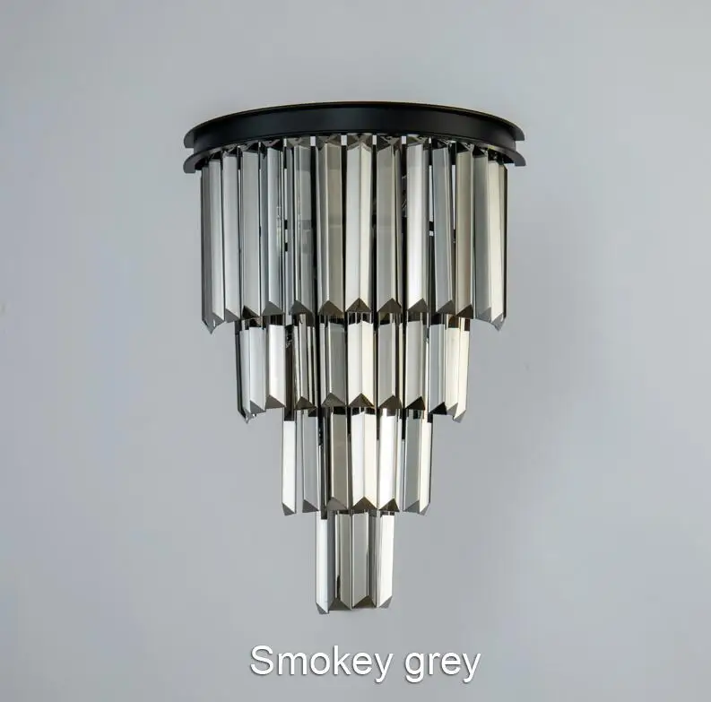 Smokey grey Американский кантри Железный стеклянный Хрустальный настенный светильник светодиодный Ретро Классический прозрачная Янтарная Дымчатая серая стеклянная Хрустальная настенная лампа светодиодный - Цвет абажура: Smokey grey