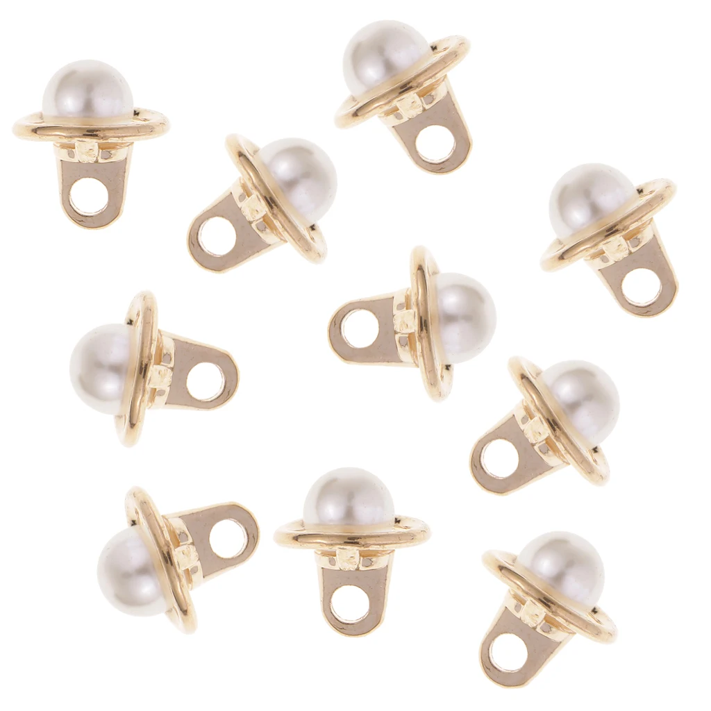 10Pcs Round Silver Buttons DIY White Pearl Accessories Festival Decor Diameter Supplies For Clothes Scarf Sweater Hat Decoration