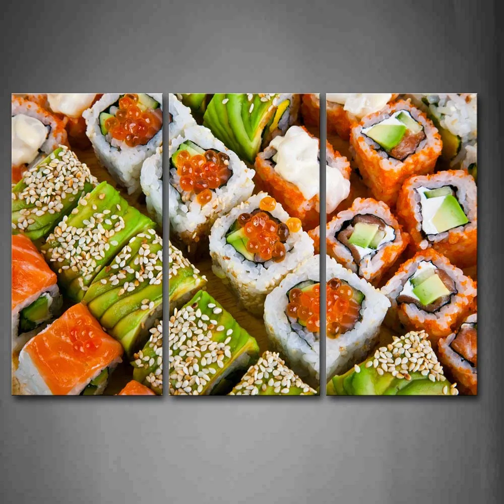 

Framed Wall Art Picture Sushi Sesame Canvas Print Food Modern Poster With Wooden Frame For Living Room Home Office Decor