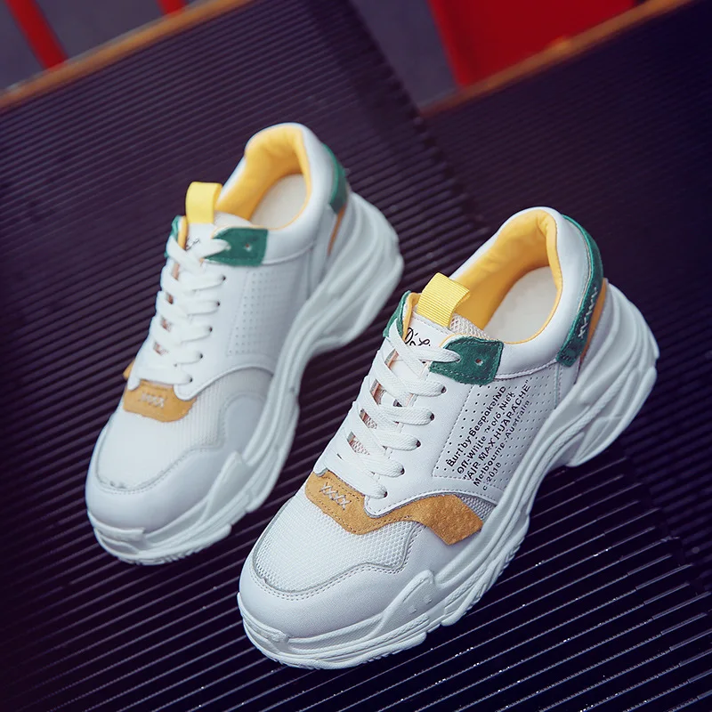 

2018 winter new Korean version of the thick bottom mesh letter old shoes.