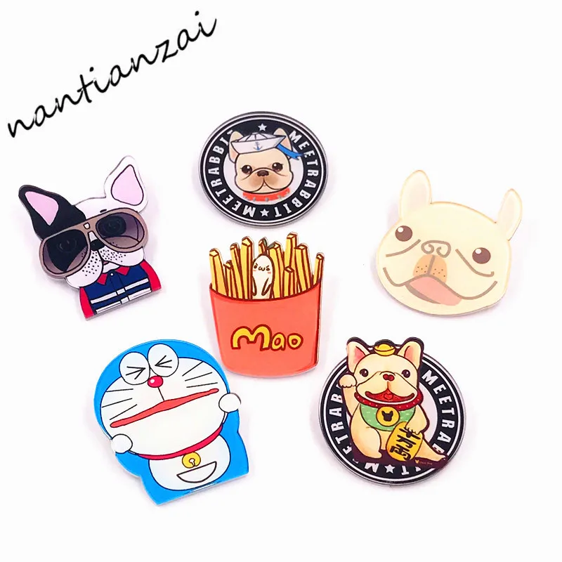 1 шт Kawaii Cool Dog Doraemon фри акриловый значок Животное Мультфильм иконы булавки на