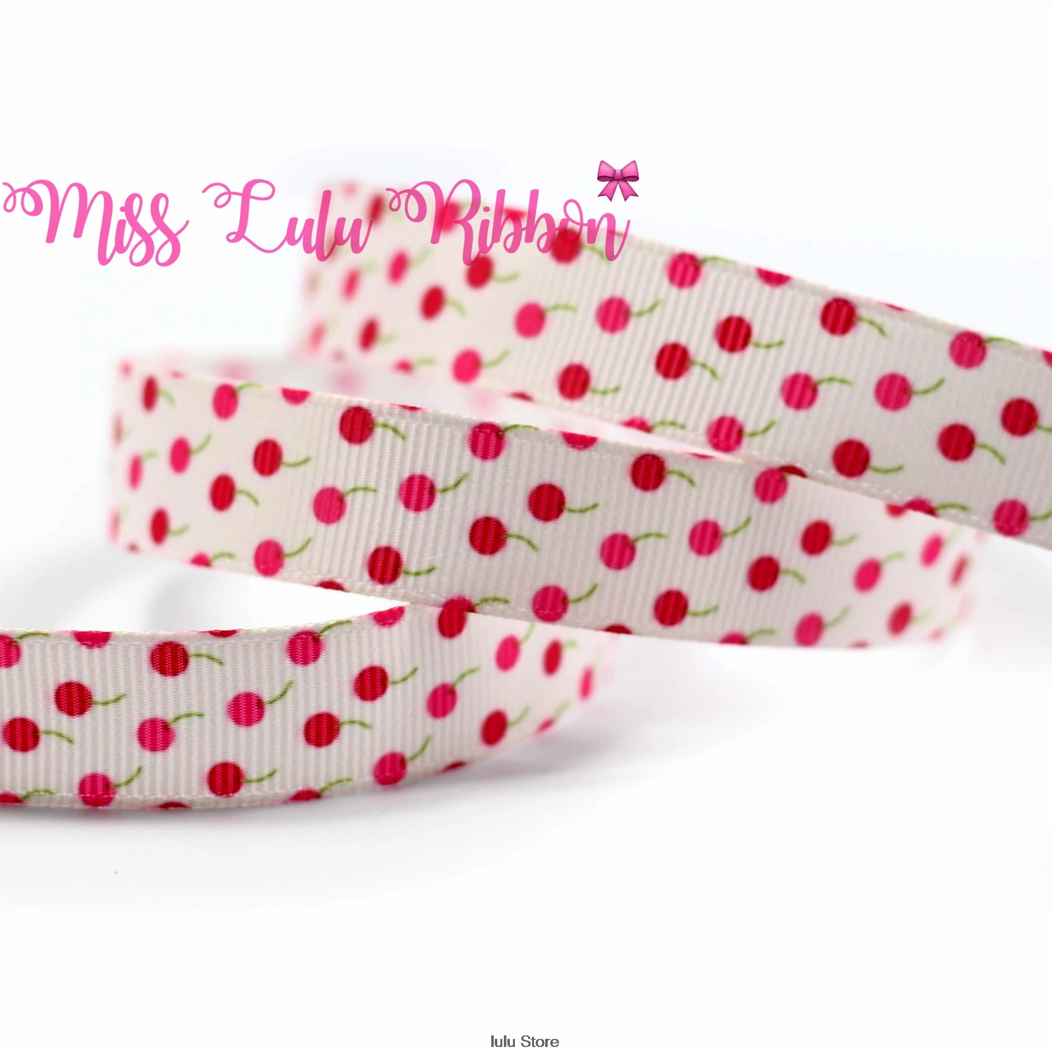 6mm 75mm red cherry printed grosgrain ribbon fruit fold over elastic
