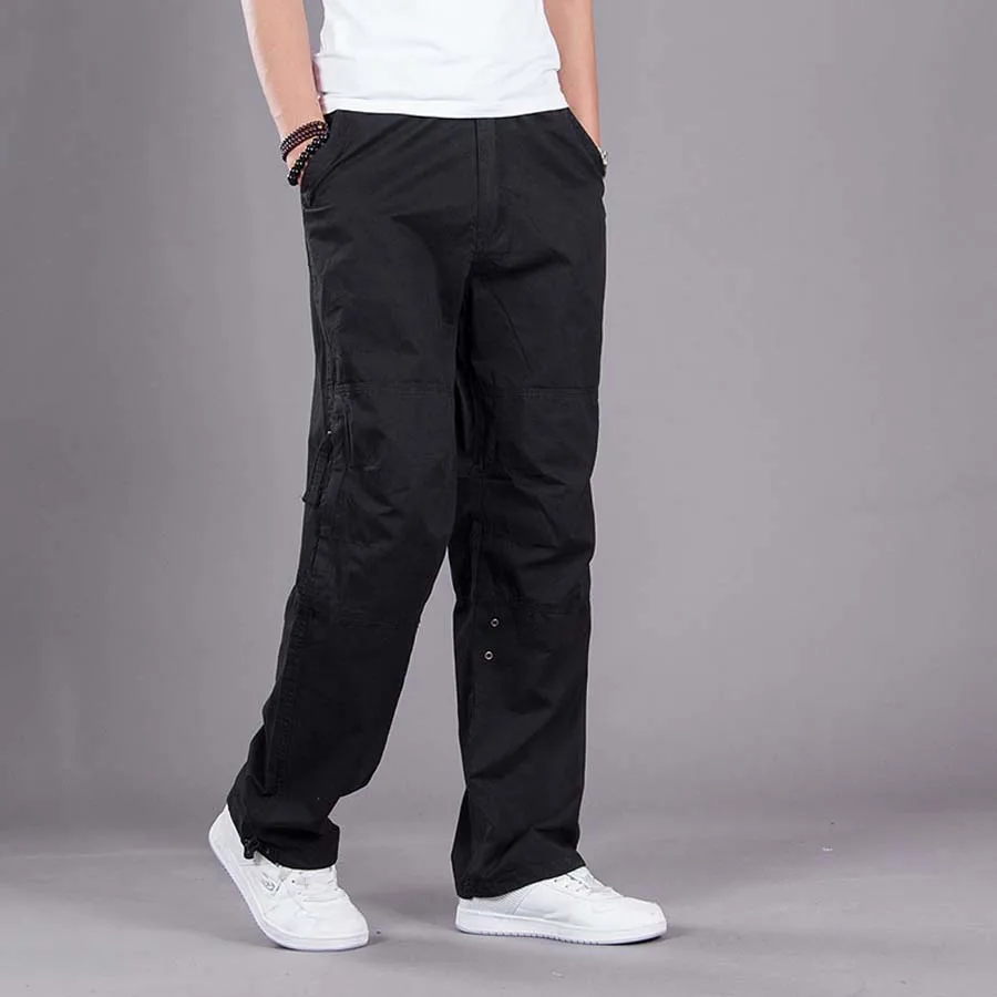 Брюки карго с карманами, мужские свободные прямые длинные брюки в стиле хип-хоп, осенне-зимние хлопковые мужские штаны для бега, широкие брюки, большие размеры, S-3XL