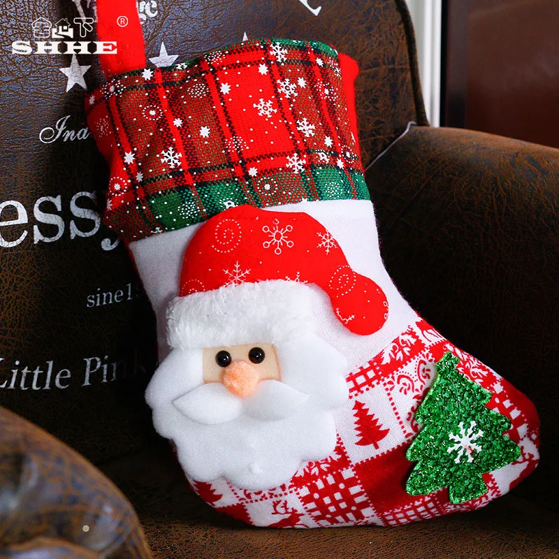 Новые рождественские украшения с елкой, яркие носки, рождественские чулки для детей, рождественский подарок
