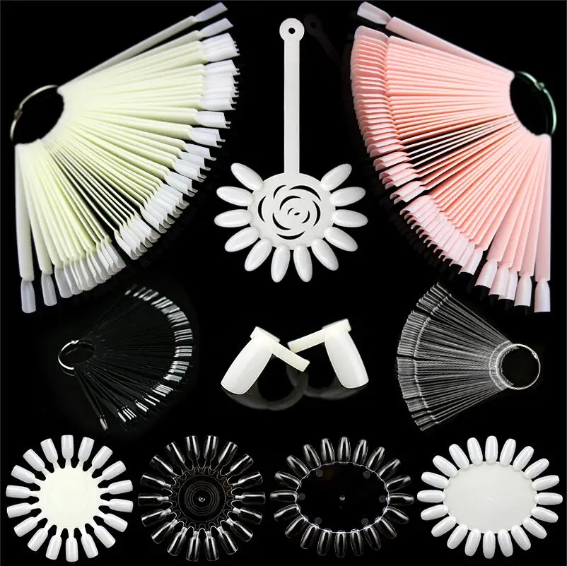 

False Nail Tips Color Card Practice Display Tools Transparent White Buckle Ring Manicure DIY Nail Display Nail Art Practice tool