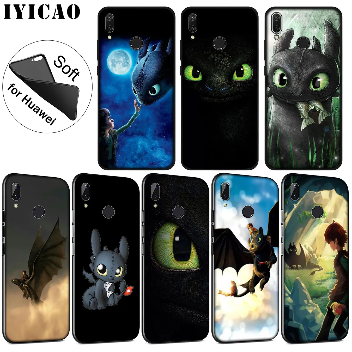 

IYICAO toothless How To Train Your Dragon Soft Silicone Case for Huawei P20 Pro P10 P9 P8 Lite Mini 2017 2015 P Smart 2019 Cover
