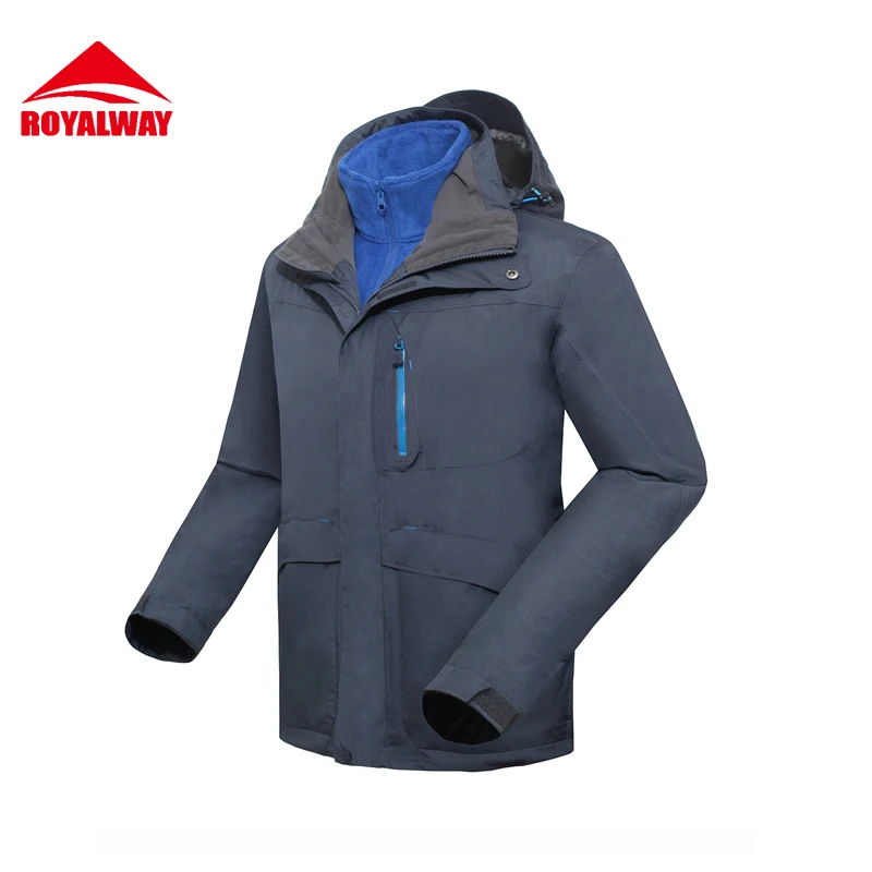 

ROYALWAY 2Pieces Men Hiking Jackets Outdoor Quick Dry With Fleece Softshell Jacket Men Free Shipping#RFOM4309E