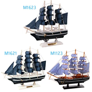 

Handmade Mediterranean Wood Sailing Ship Style Home Decoration Carved Nautical Wooden Sailboat Model Souvenirs Birthday Gift Toy