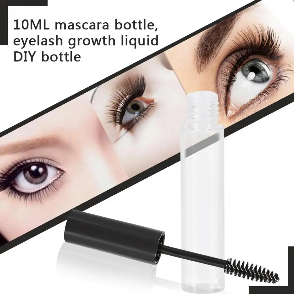 10Pcs Portable Transparent 10ml Empty Mascara Bottle Eyelashes Growth