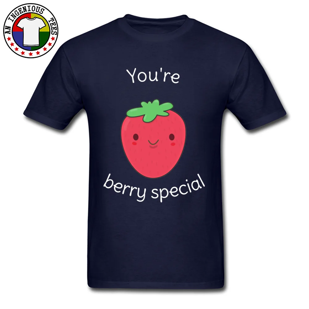 Funny Strawberry Pun Classic Short Sleeve Design Tshirts Cotton Fabric Crewneck Mens T Shirt Family Tops Shirts Summer/Fall Funny Strawberry Pun navy