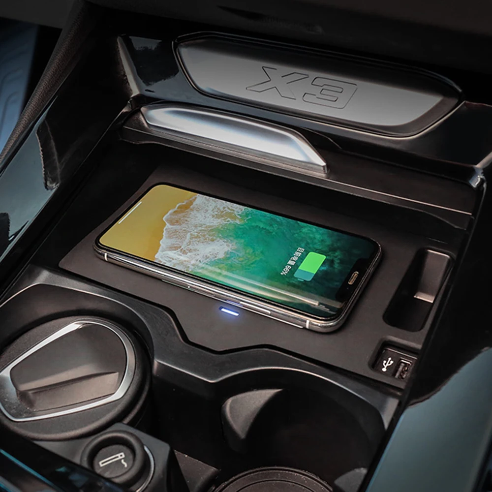 

10W QI fast Wireless charger console wireless charging Wireless charger For BMW X3 X4 G01 G02 2018 for apple wireless carplay