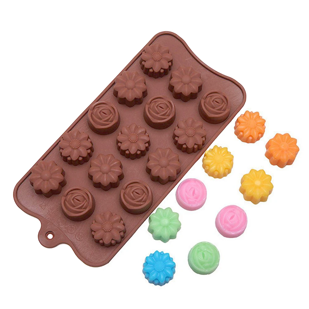 

15 Cavity Silicone Flower Rose Chocolate Cake Soap Mold Baking Ice Tray Mould Fondant Molds Kitchen Baking Tools Accessories